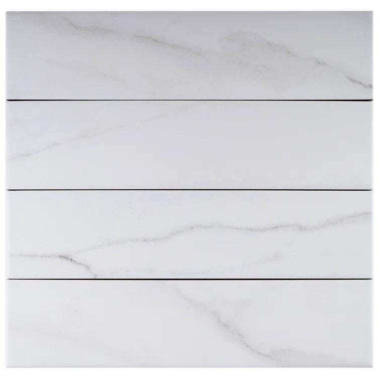 Pulpis 3" x 13" Beveled Porcelain Marble Look Subway Wall & Floor Tile