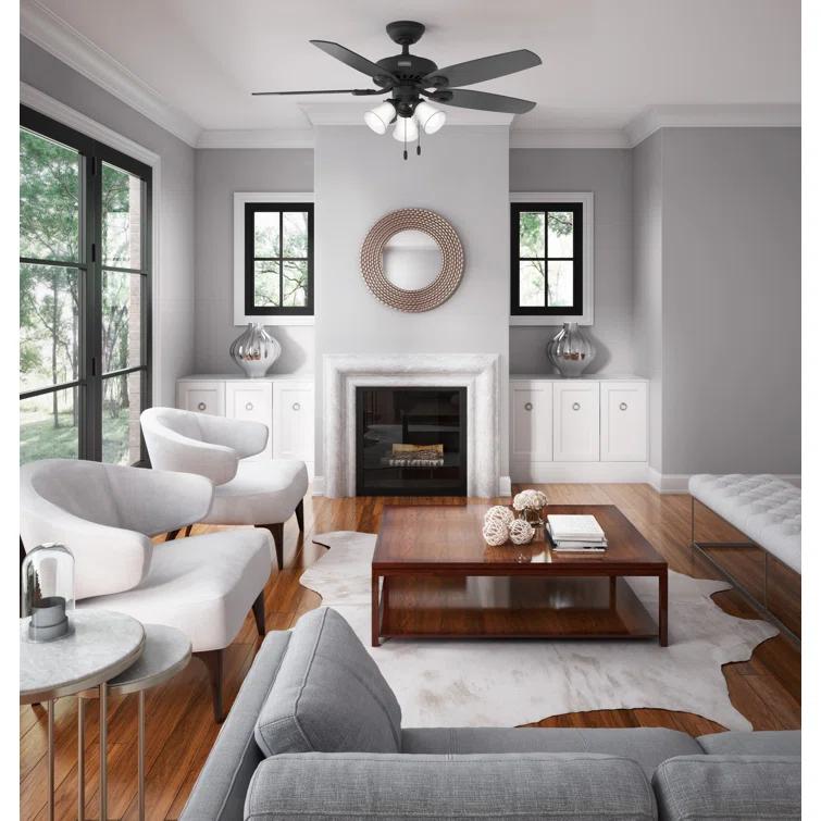 Builder Plus 52"5 - Blade Standard Ceiling Fan with Pull Chain and Light Kit Included