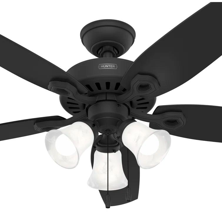 Builder Plus 52"5 - Blade Standard Ceiling Fan with Pull Chain and Light Kit Included