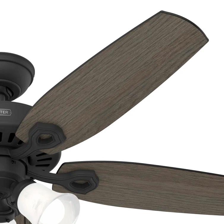 Builder Plus 52"5 - Blade Standard Ceiling Fan with Pull Chain and Light Kit Included