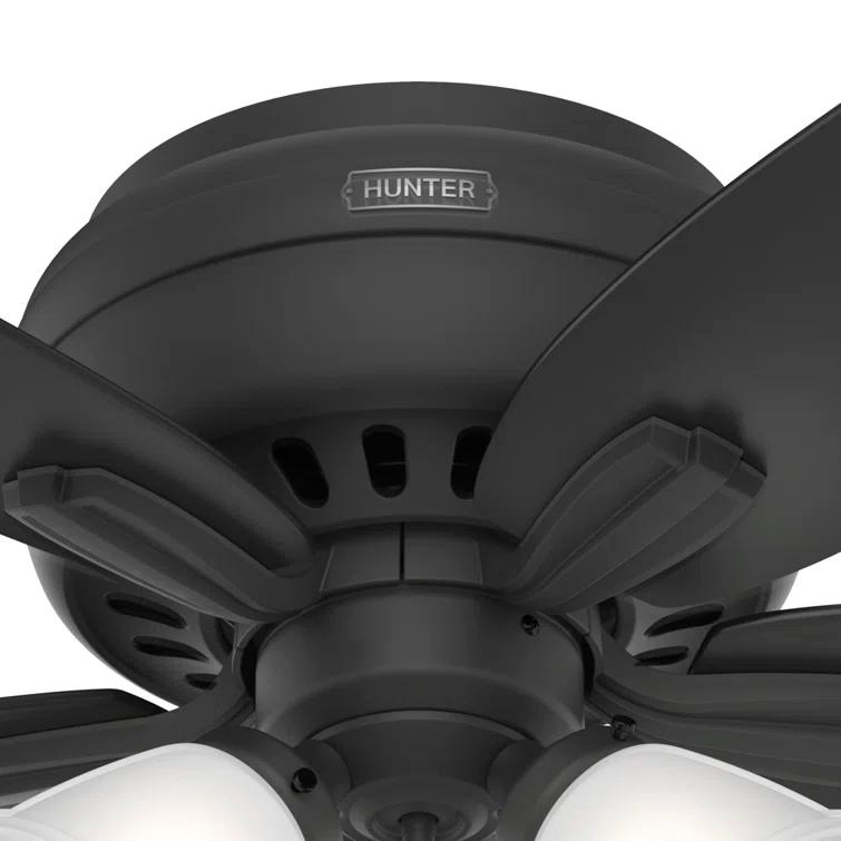 Hunter Fan Newsome 42" 5 - Blade Traditional Indoor Flush Mount Ceiling Fan with Lights and Pull Chains