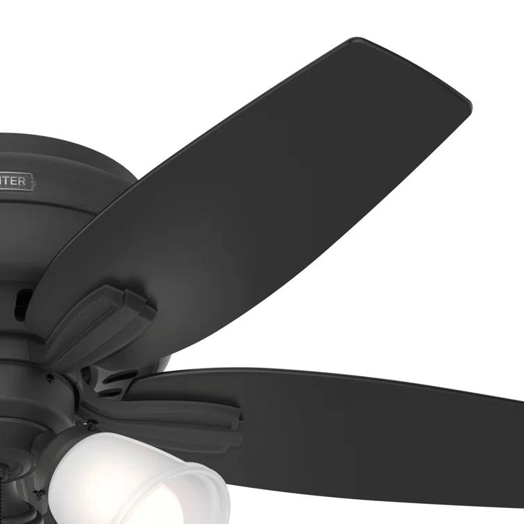 Hunter Fan Newsome 42" 5 - Blade Traditional Indoor Flush Mount Ceiling Fan with Lights and Pull Chains