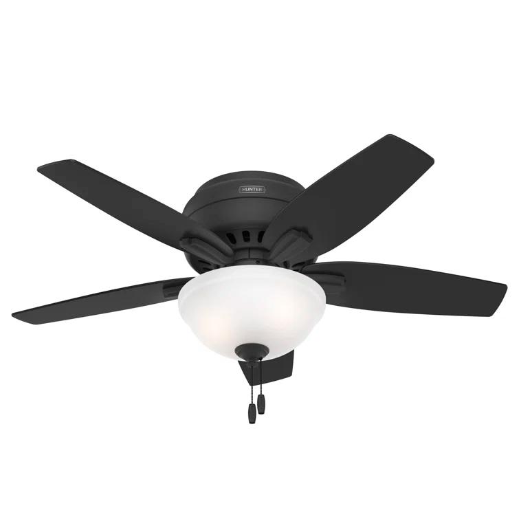 Newsome 42" 5 - Blade Traditional Flush Mount Indoor Ceiling Fan with Lights and Pull Chains