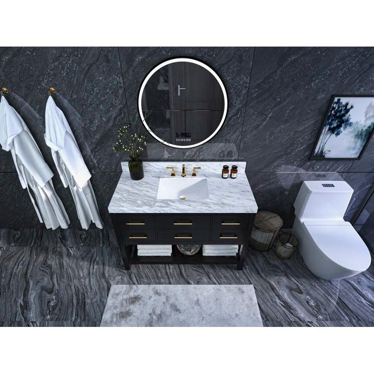 Ancerre Designs Elizabeth 48" Wood Bathroom Vanity Set in Black Onyx