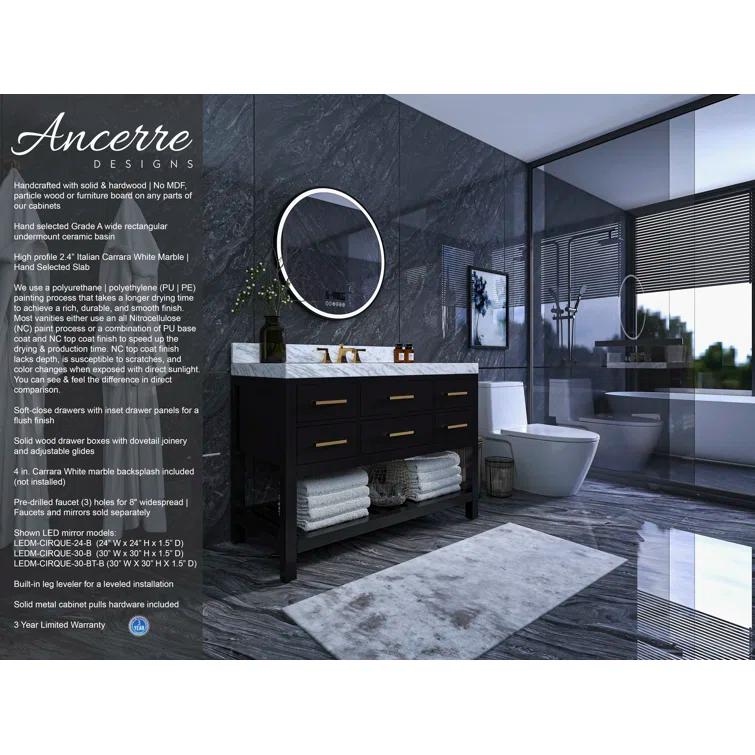 Ancerre Designs Elizabeth 48" Wood Bathroom Vanity Set in Black Onyx