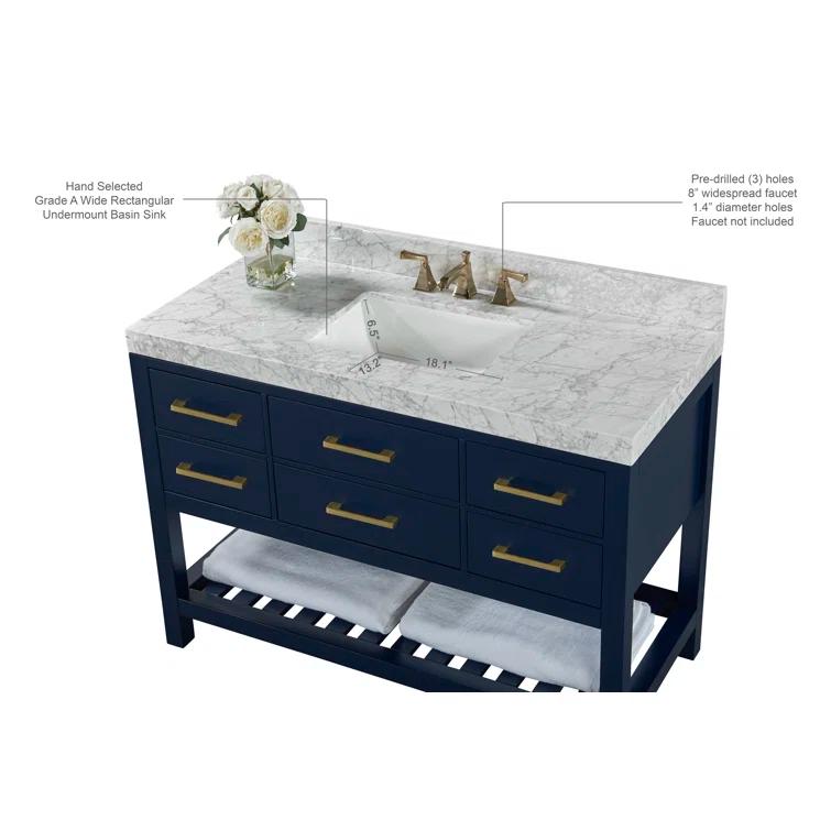 Ancerre Designs Elizabeth 48" Wood Bathroom Vanity Set in Heritage Blue