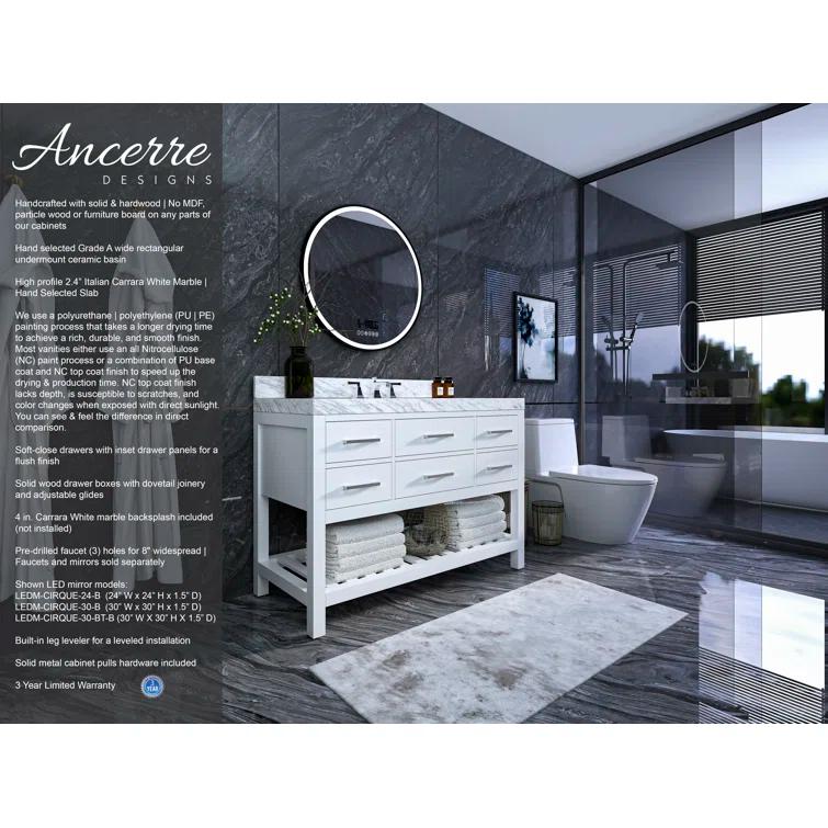 Ancerre Designs Elizabeth 48" Bathroom Vanity Set with Gold Hardware in White