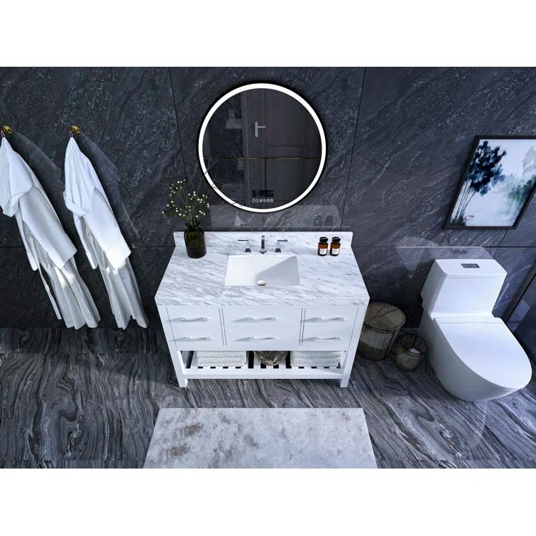 Ancerre Designs Elizabeth 48" Bathroom Vanity Set with Gold Hardware in White