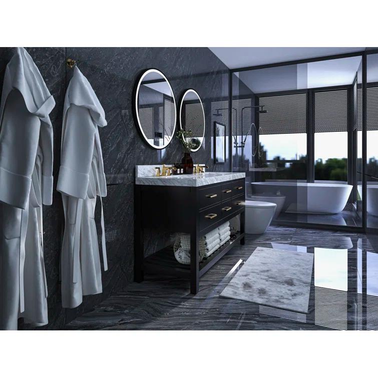 Elizabeth 60'' Black Onyx Double Vanity with Marble Top