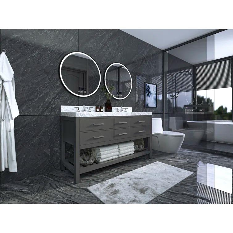 Elizabeth 60 in. Bath Vanity Set in Sapphire Gray with Italian Carrara White Marble Vanity top and White Undermount Basin