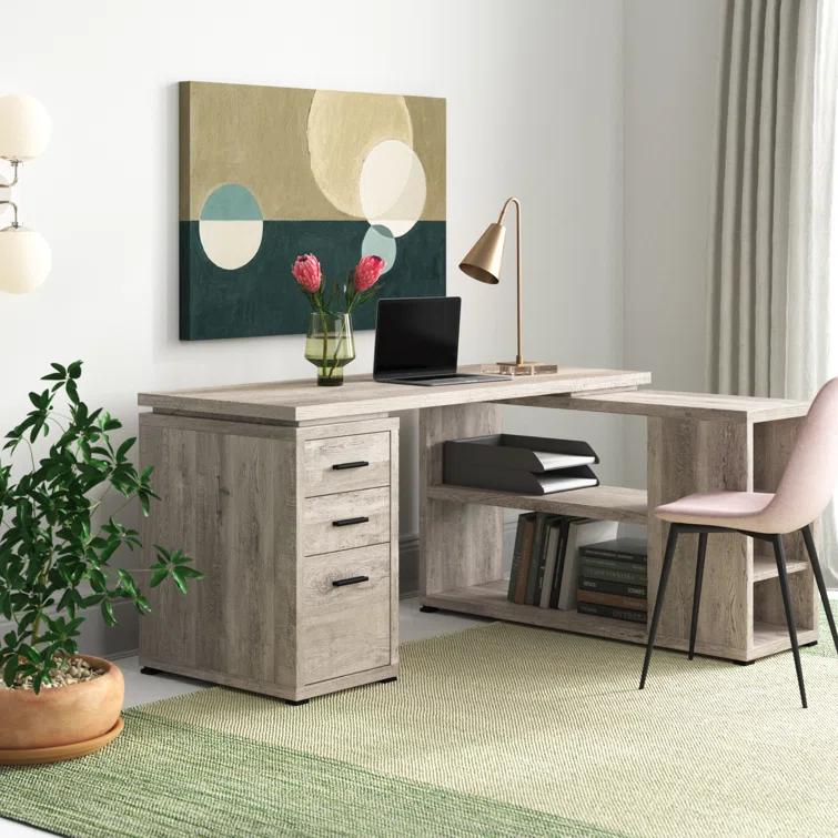 Leomia Computer Desk, Home Office, Corner, Storage Drawers, L Shape, Work, Laptop, Laminate, Black