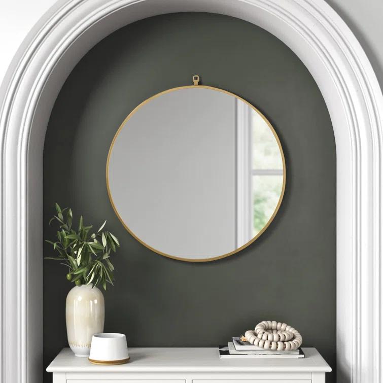 Cassie Metal/Manufactured Wood Round Wall Mirror