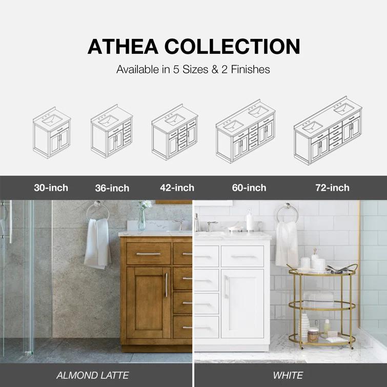 OVE Decors Athea 42 in. W Bath Vanity with Premium Countertop and Power Bar