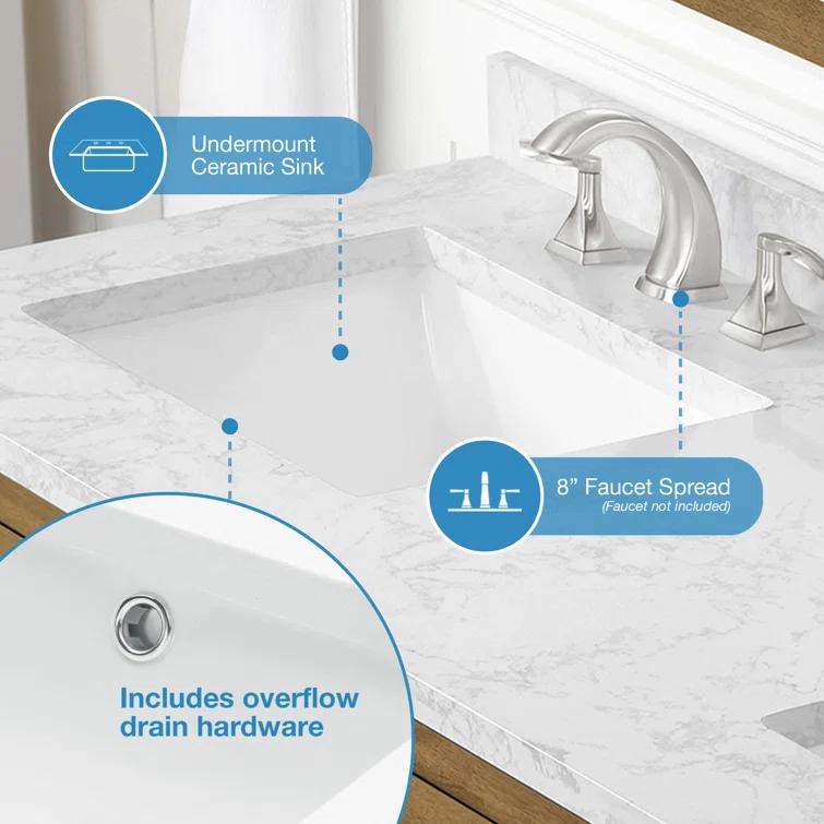 OVE Decors Athea 60 in. W Bath Vanity with Premium Countertop and Power Bar