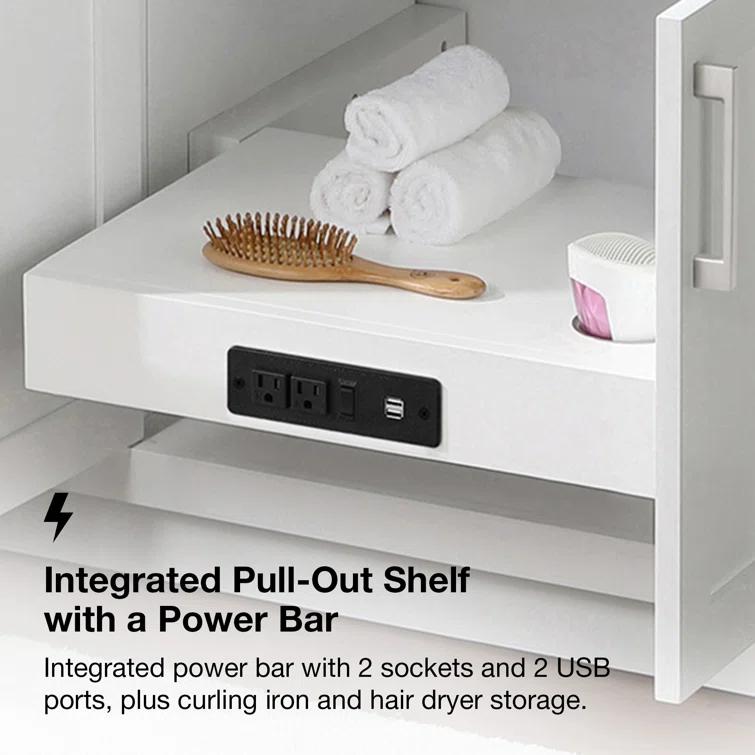 OVE Decors Athea 72 in. W Bath Vanity with Premium Countertop and Power Bar