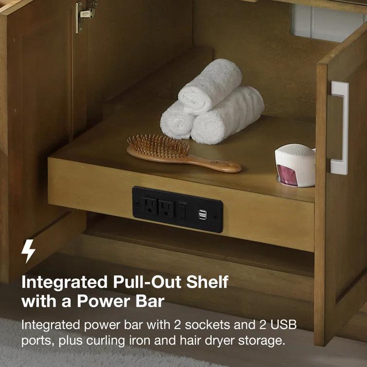 OVE Decors Athea 72 in. W Bath Vanity with Premium Countertop and Power Bar