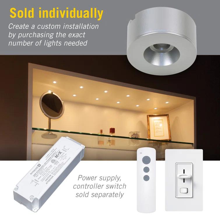 Dot Under Cabinet LED Puck Light, Flat, 2700K Undercabinet Puck Light