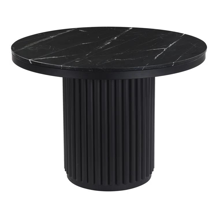 Tiago Round Dining Table - Black Marble