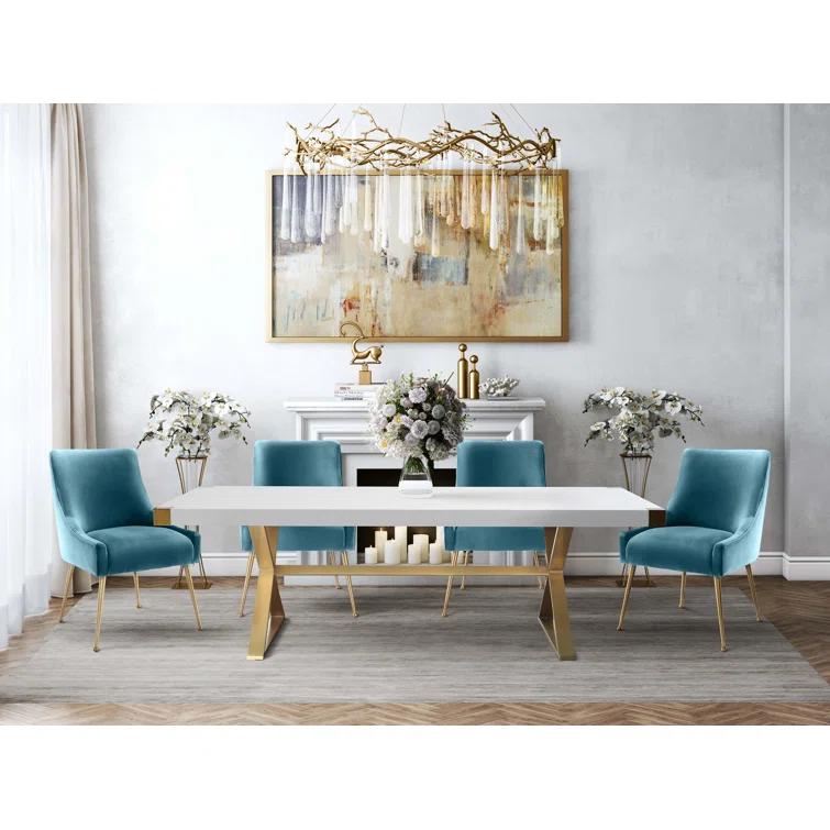 Beatrix 19'' H Velvet Upholstered Metal Parsons Chair
