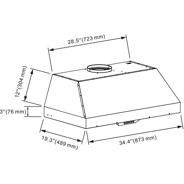 36" 500 CFM Insert Range Hood in Stainless Steel