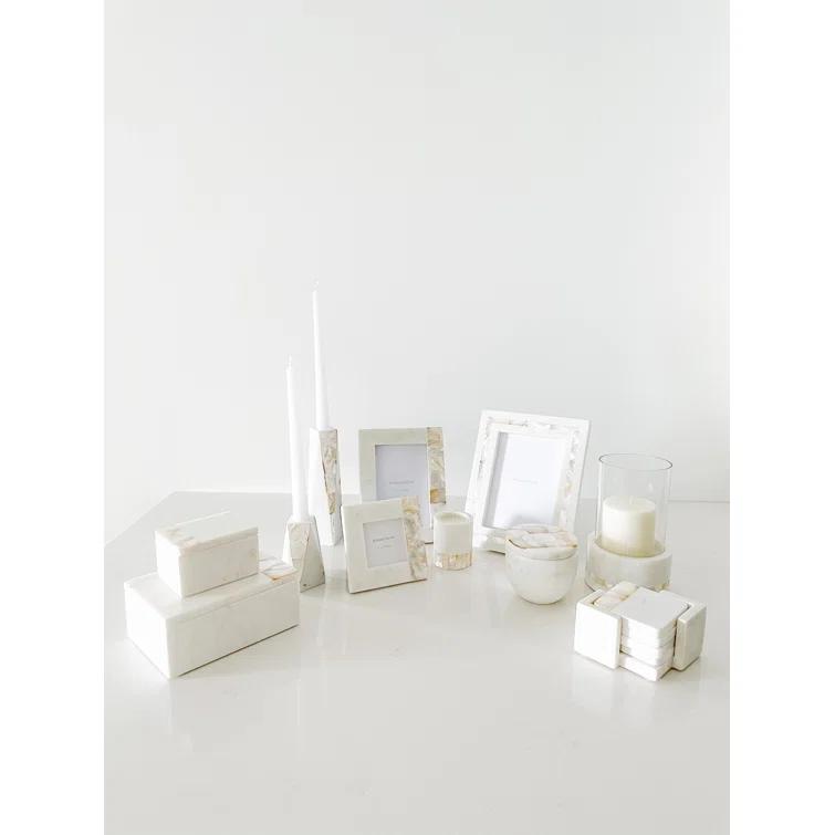 Anaya 7.63" Marble Tabletop Hurricane | Wayfair