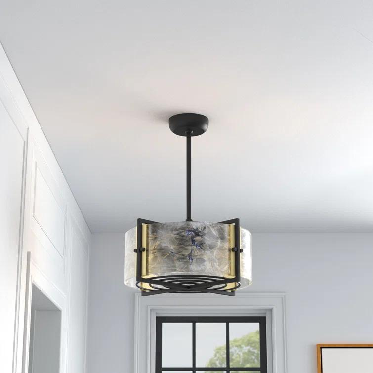 Hayward 4-Light Fan D'Lier in Matte Black with Warm Brass Accents