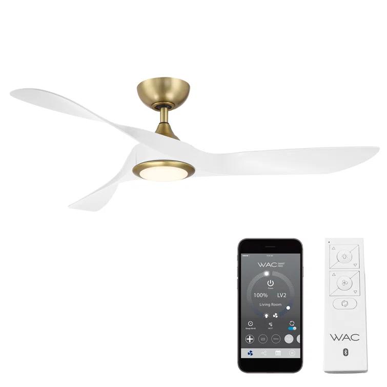 54" Swirl 3 - Blade Outdoor LED Smart Propeller Ceiling Fan with Remote Control and Light Kit Included