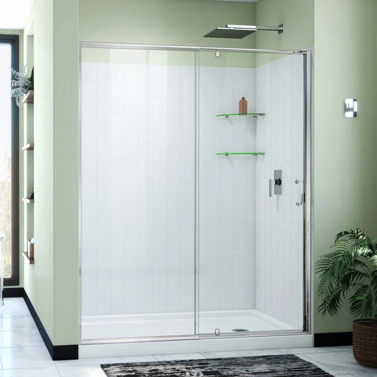 DreamLine Flex 60" W x 34" D x 78" H Semi-Frameless Square Tub Enclosure with Fixed Panel and Base Included D2226034XXR0001