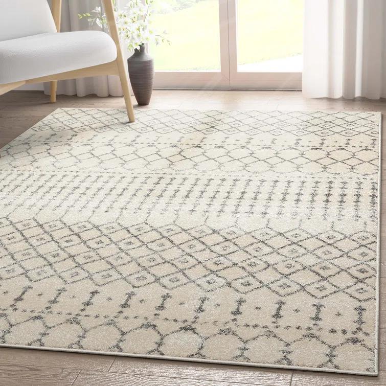 Mystic Colette Moroccan Trellis Ivory Grey Area Rug