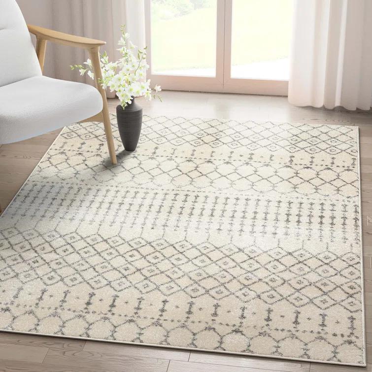 Mystic Colette Moroccan Trellis Ivory Grey Area Rug