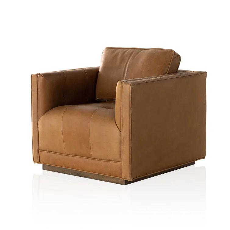 Palermo Cognac Luxurious Leather Swivel Armchair