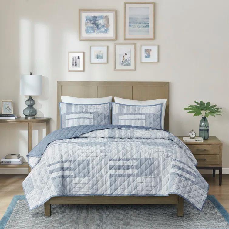 Madison Park Graham 3 Piece Quilted Patchwork Quilt Set