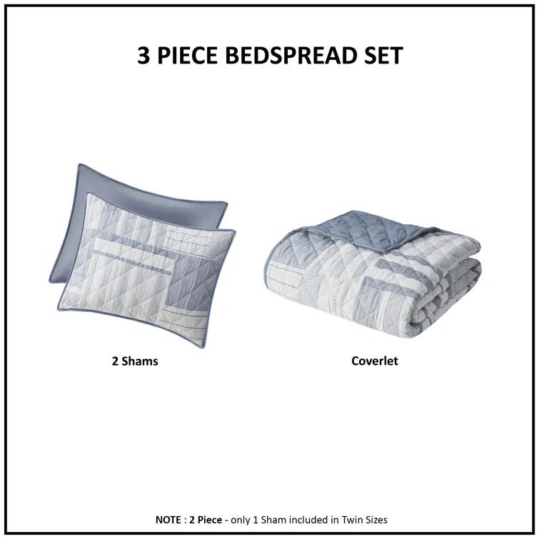 Madison Park Graham 3 Piece Quilted Patchwork Quilt Set