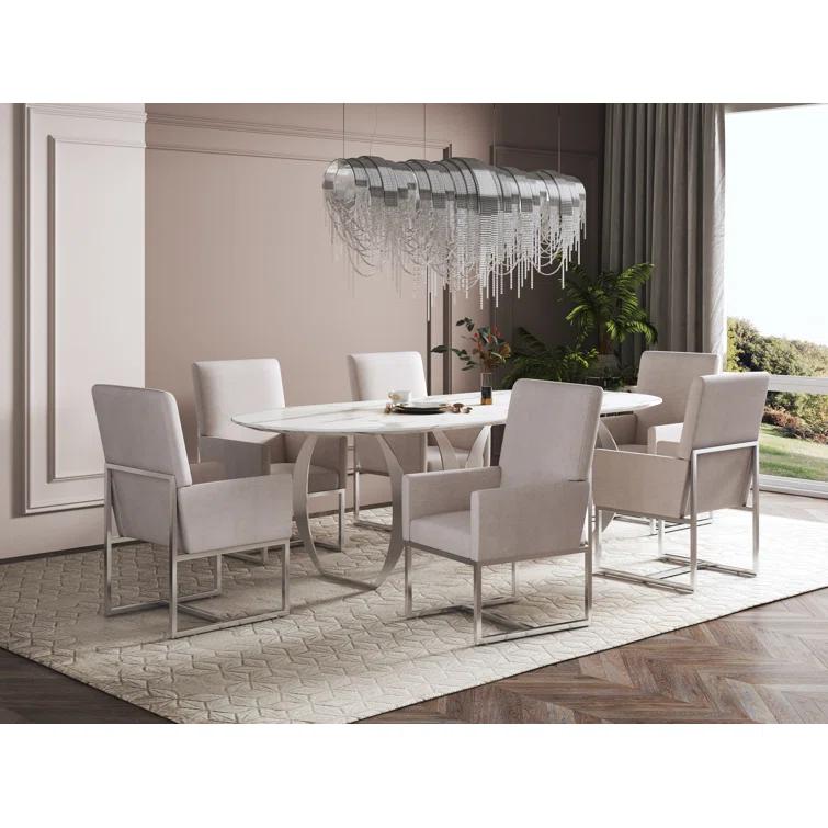 Orren Ellis Bejarano 18.9'' H Velvet Upholstered Metal Armchair