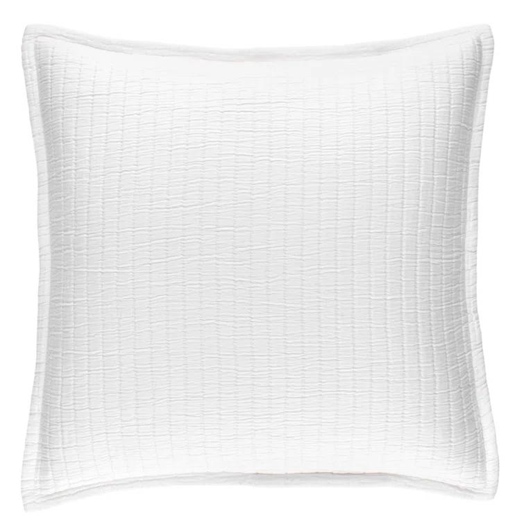 White Cotton Euro Sham with Gridlike Weave