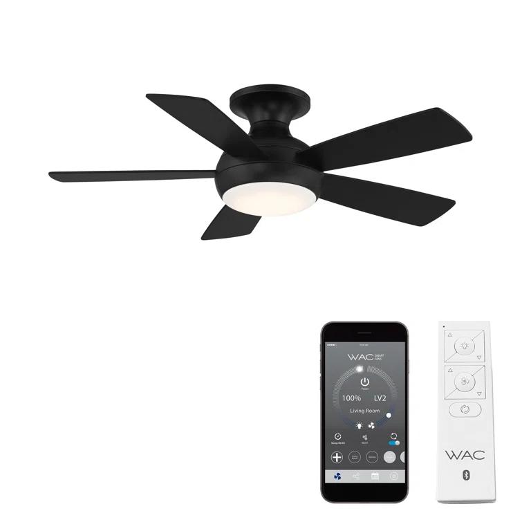 Odyssey 5- Blade Smart Flush Mount Ceiling Fan with Remote Control and LED Light Kit Included