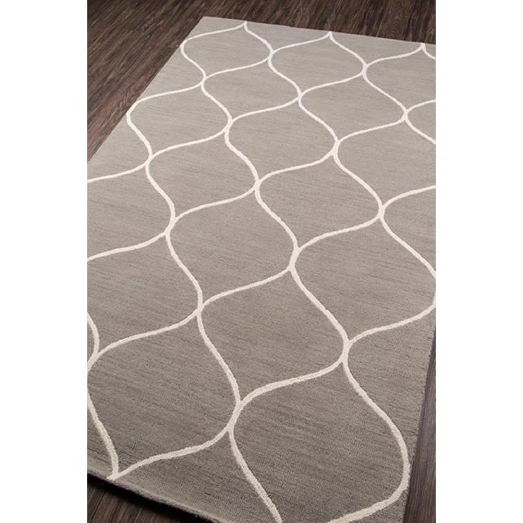 Uchida Geometric Hand Tufted Wool Gray Area Rug