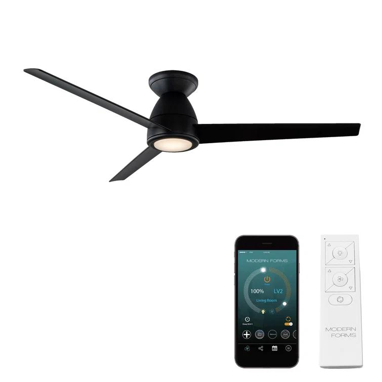 Tip Top 3 - Blade Smart Flush Mount Ceiling Fan with LED Light Kit and Bluetooth Remote Control Included Included