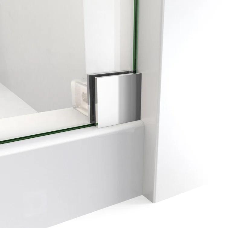 60.38" W x 34.5" D x 76" H Frameless Rectangle Sliding Shower Enclosure