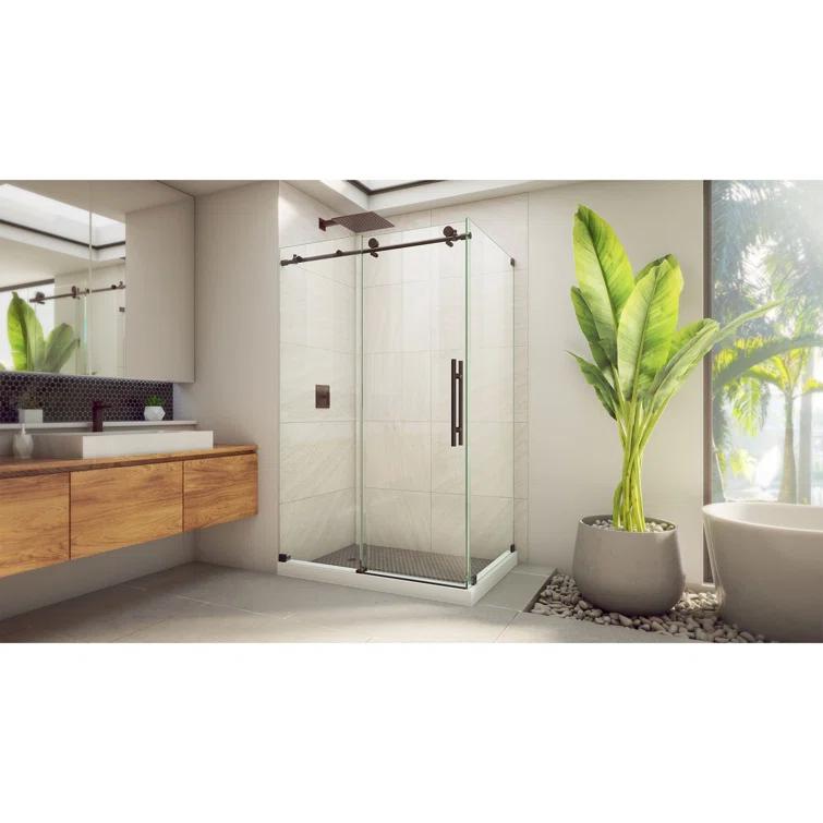 44.38" W x 34.5" D x 76" H FramelessRectangle Sliding Shower Enclosure
