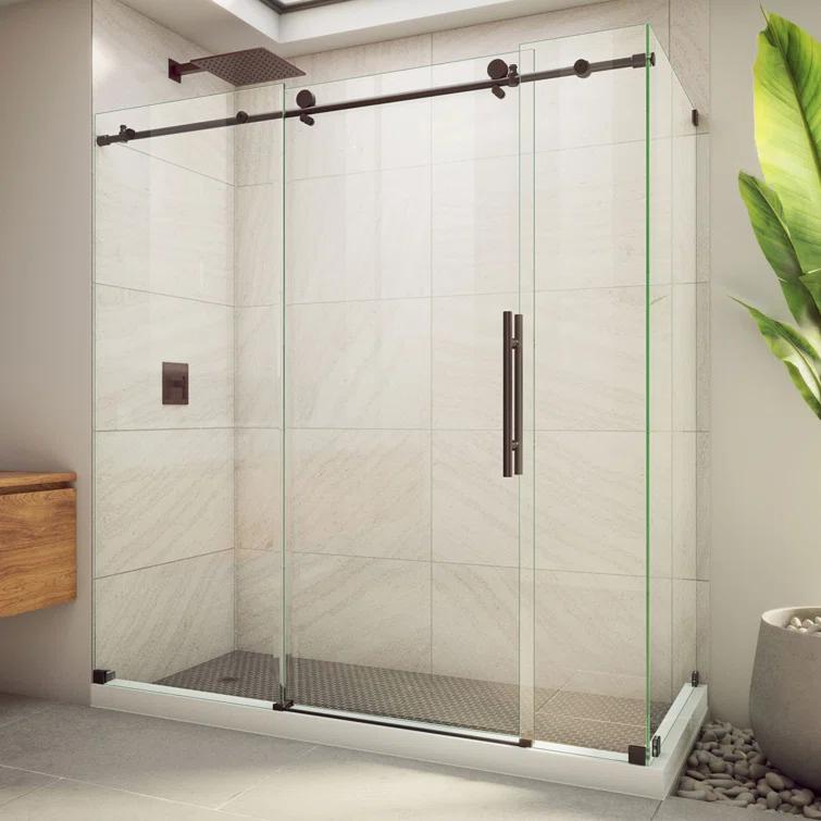 DreamLine 72.38" W x 34.5" D x 76" H Frameless Rectangle Sliding Shower Enclosure SE6172F340VDX06
