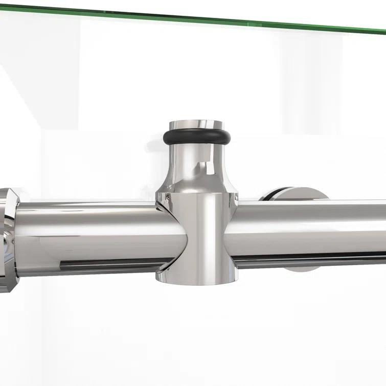 60.38" W x 34.5" D x 76" H Frameless Rectangle Sliding Shower Enclosure