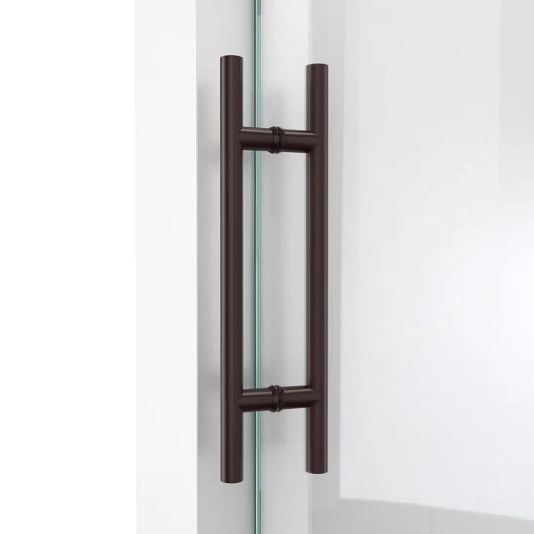 60.38" W x 34.5" D x 76" H Frameless Rectangle Sliding Shower Enclosure