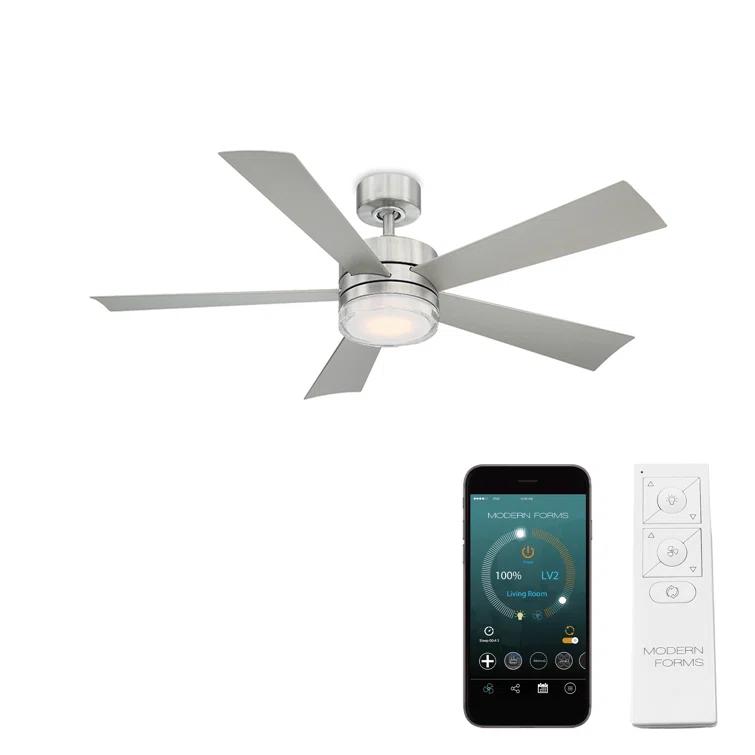 Wynd 5 - Blade Outdoor /Indoor Smart Ceiling Fan with Remote Control and LED Light Kit Included