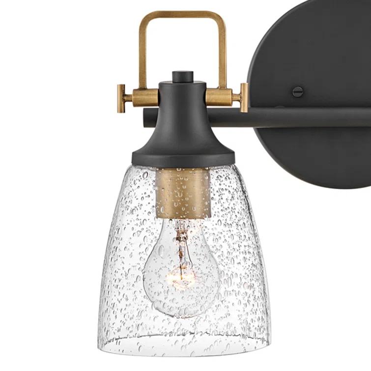 Easton Two-Light Bath Vanity Fixture w/ Clear Seedy Glass Shades