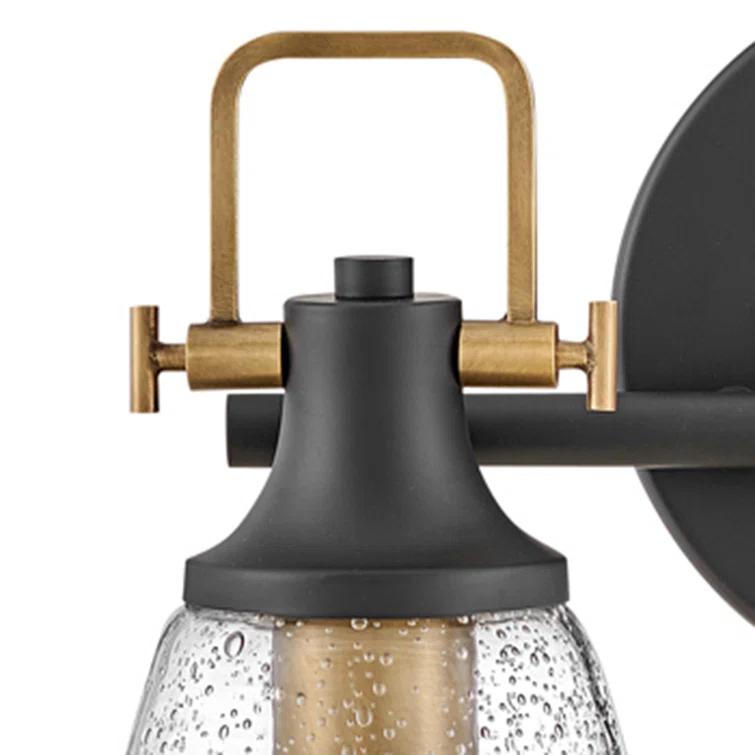 Easton Two-Light Bath Vanity Fixture w/ Clear Seedy Glass Shades
