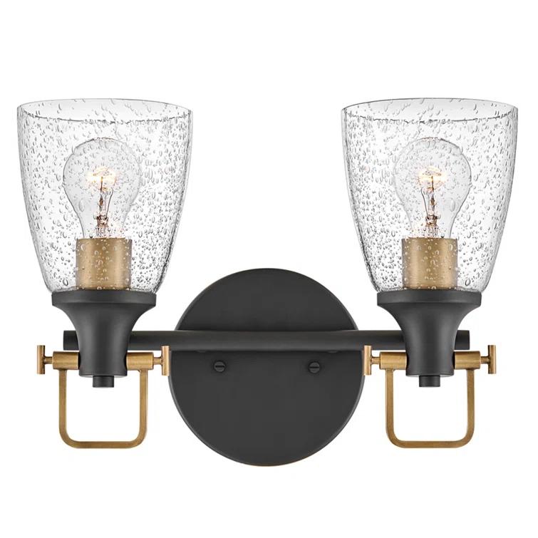 Easton Two-Light Bath Vanity Fixture w/ Clear Seedy Glass Shades
