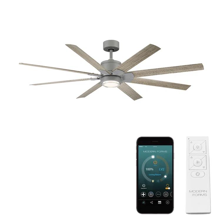 Renegade 8 - Blade Outdoor / Indoor Smart Ceiling Fan with Remote Control and LED Light Kit Included