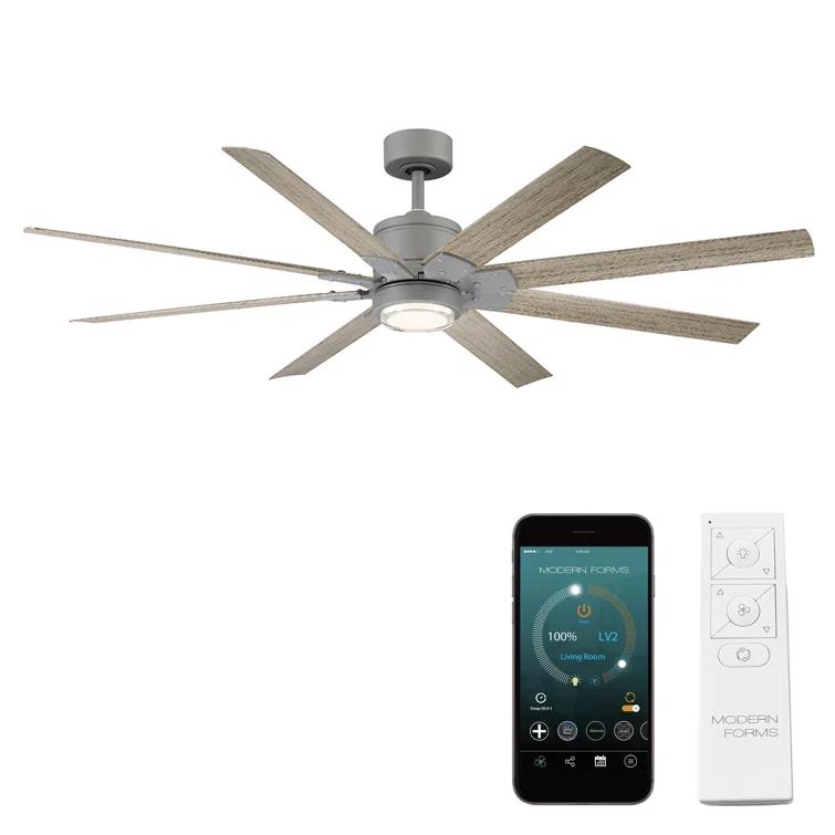 Renegade 8 - Blade Outdoor / Indoor Smart Ceiling Fan with Remote Control and LED Light Kit Included