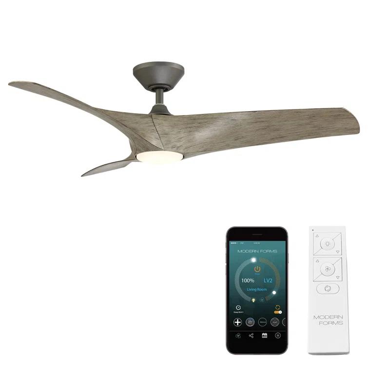 Modern Forms Zephyr 3 - Blade Outdoor/Indoor Smart Ceiling Fan with 2700K-3000K-4000K-5000K Selectable LED Light Kit and Remote Control Included